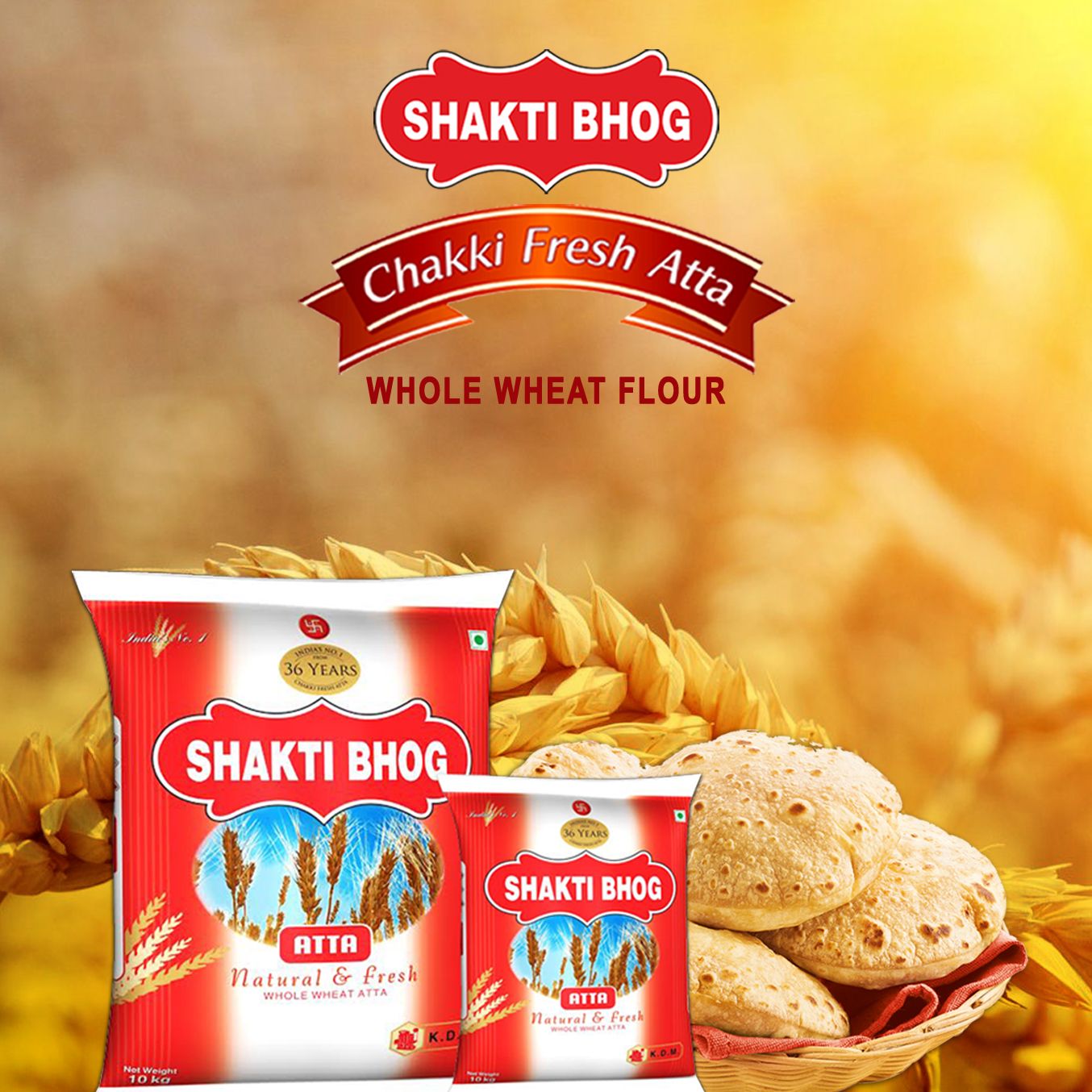 Atta Shakti Bhog Chakki fresh Atta 1 kg (Natural Whole Wheat)