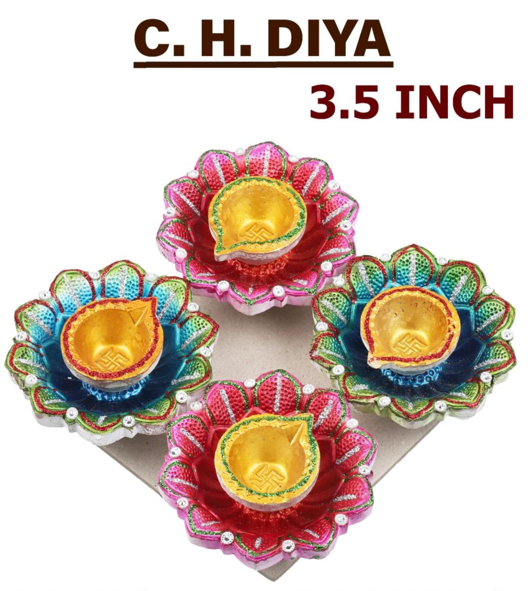 Diwali Diya CH-Assorted Colour with out wax  (3.5 inch 4 Pic in set)