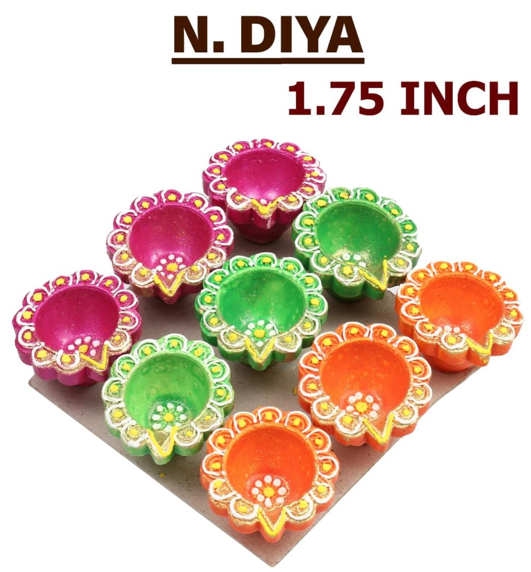 Diwali Diya N-Colour with out wax  (1.75 inch 9 Pic in set)