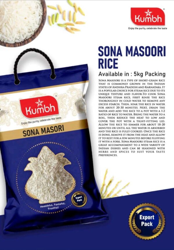 Kumbh Sona Masoori Rice - Raw 5 kg